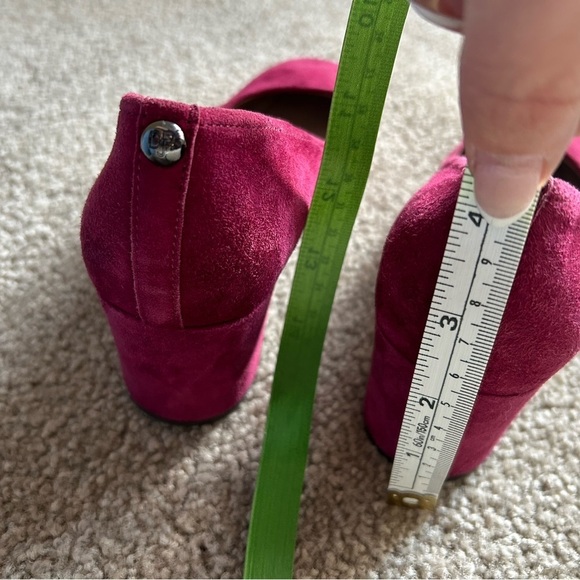Donald J Pliner magenta suede black heel 7M - Picture 7 of 8